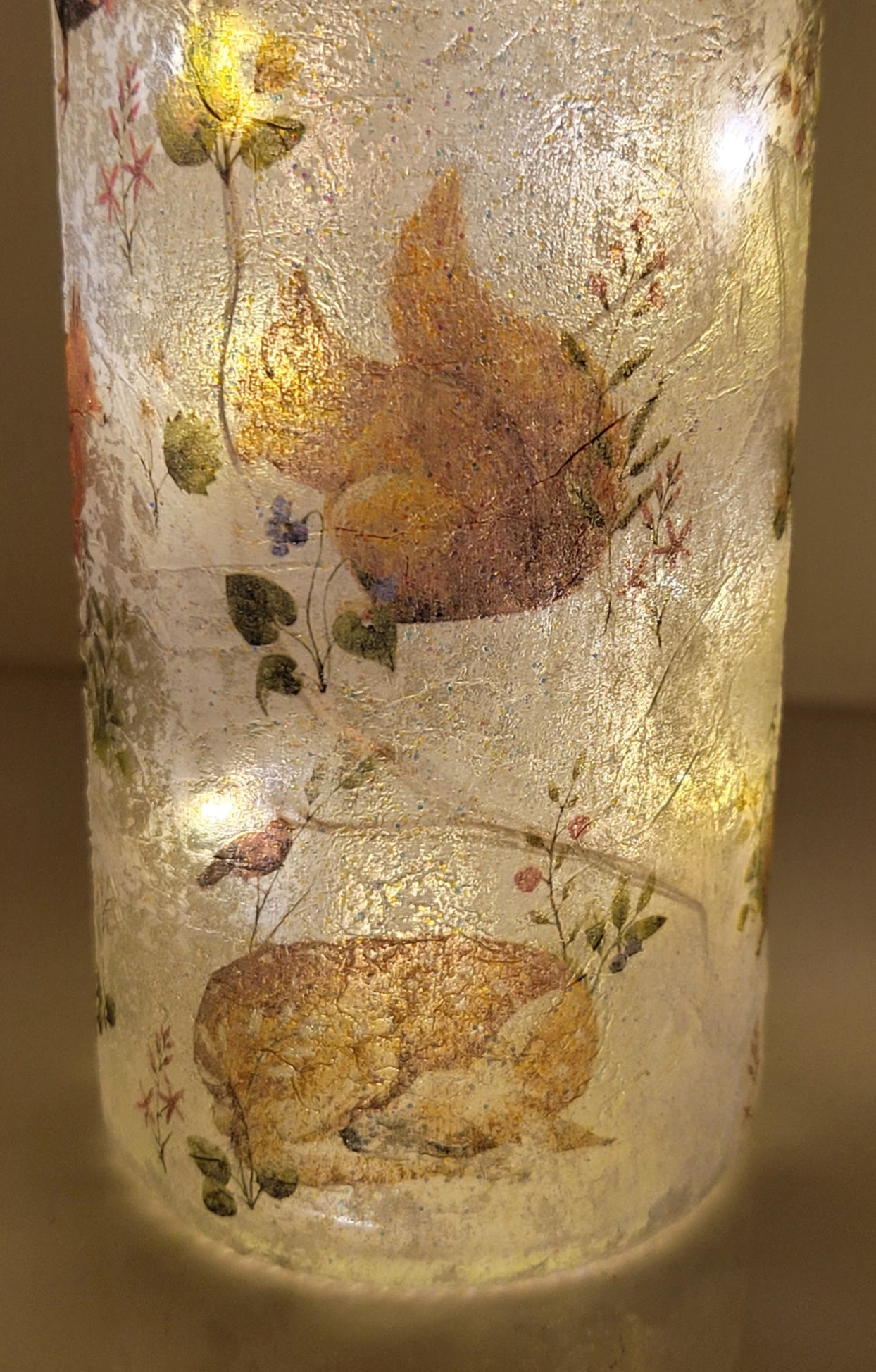 Decoupage Nature Bottle Lamp - Quantock Inspiration
