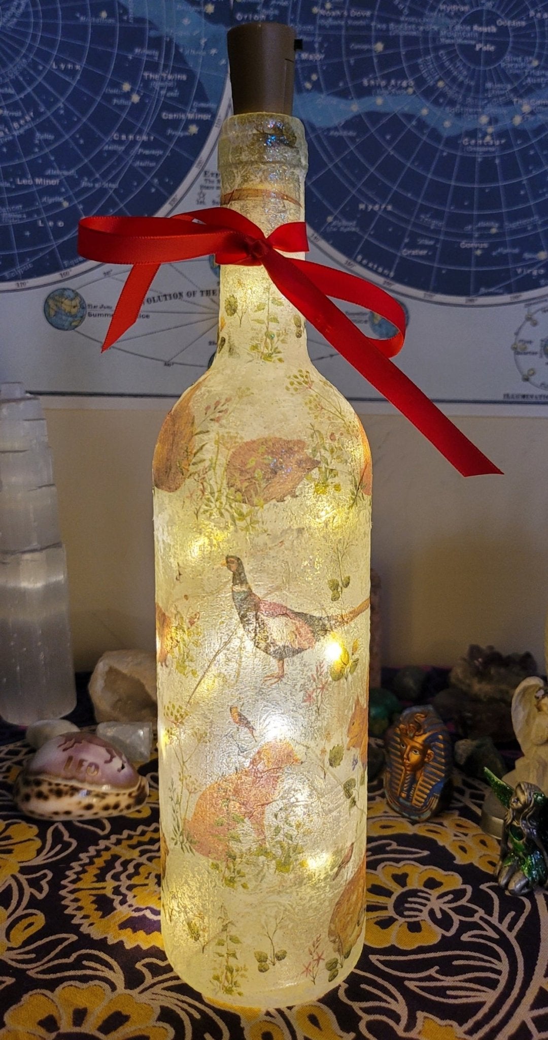 Decoupage Nature Bottle Lamp - Quantock Inspiration