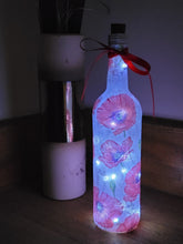 Load image into Gallery viewer, Decoupage Poppy Light Up Wine Bottle - Quantock Inspiration
