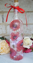 Load image into Gallery viewer, Decoupage Poppy Light Up Wine Bottle - Quantock Inspiration

