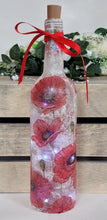 Load image into Gallery viewer, Decoupage Poppy Light Up Wine Bottle - Quantock Inspiration
