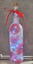 Load image into Gallery viewer, Decoupage Poppy Light Up Wine Bottle - Quantock Inspiration
