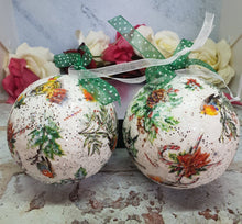 Load image into Gallery viewer, Decoupage Robin Christmas Baubles - Quantock Inspiration
