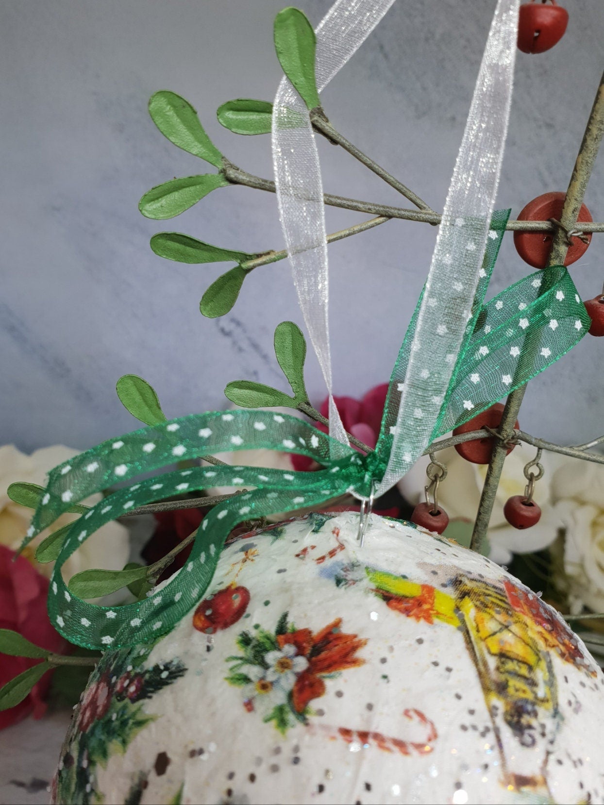 Decoupage Robin Christmas Baubles - Quantock Inspiration