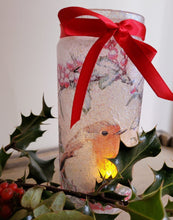 Load image into Gallery viewer, Decoupage Robin Glass Jar Lantern - Quantock Inspiration
