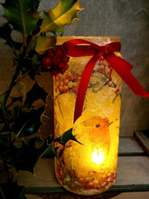 Load image into Gallery viewer, Decoupage Robin Glass Jar Lantern - Quantock Inspiration
