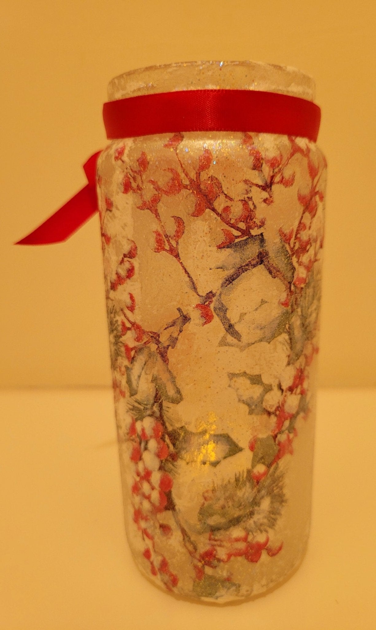 Decoupage Robin Glass Jar Lantern - Quantock Inspiration
