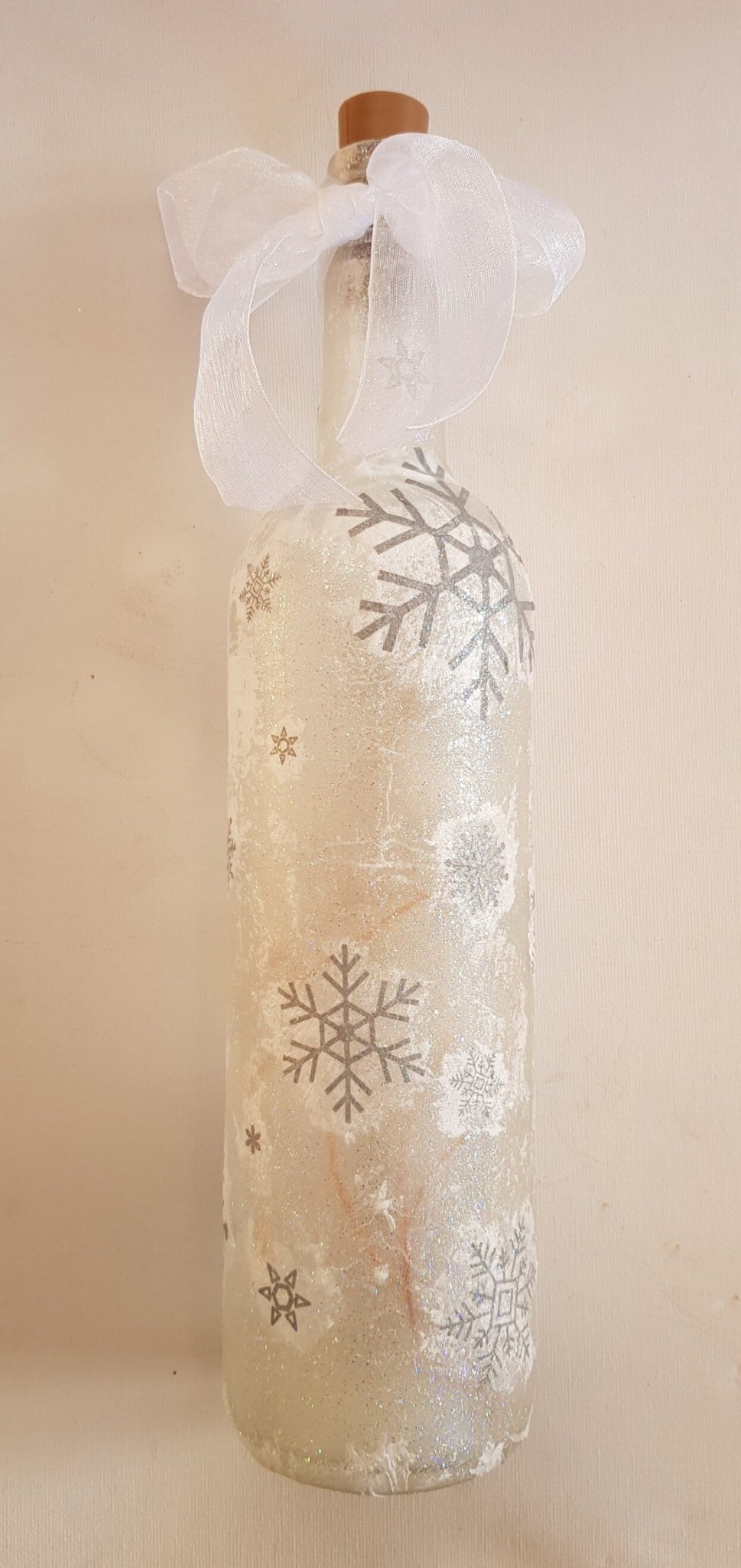 Decoupage Snowflake Light Up Bottle Lamp - Quantock Inspiration