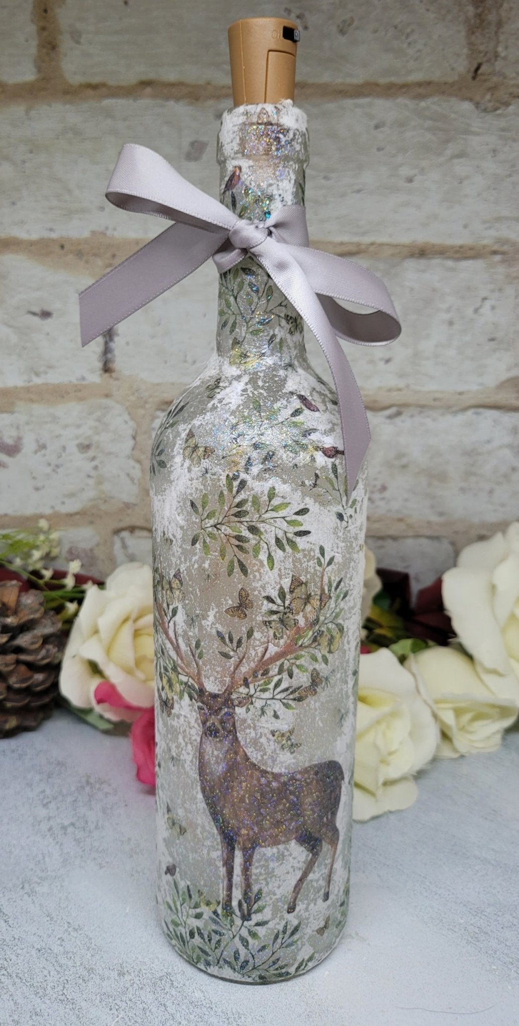 Decoupage Stag Bottle Lamp - Quantock Inspiration