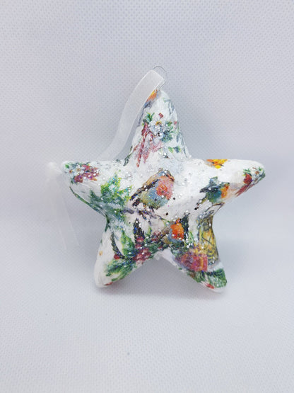 Decoupage Star Christmas Baubles - Quantock Inspiration