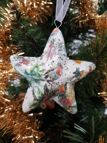 Decoupage Star Christmas Baubles - Quantock Inspiration