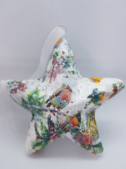 Decoupage Star Christmas Baubles - Quantock Inspiration