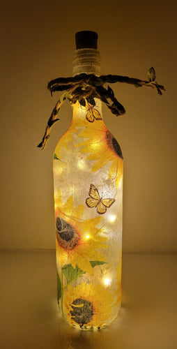 Decoupage Sunflower Bottle Lamp - Quantock Inspiration