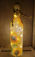 Load image into Gallery viewer, Decoupage Sunflower Bottle Lamp - Quantock Inspiration
