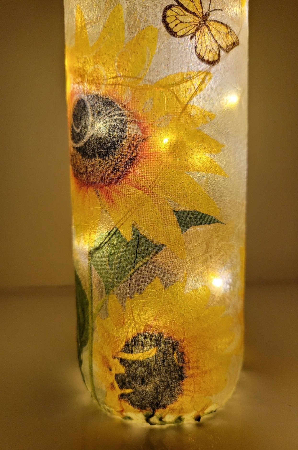 Decoupage Sunflower Bottle Lamp - Quantock Inspiration