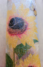 Load image into Gallery viewer, Decoupage Sunflower Bottle Lamp - Quantock Inspiration
