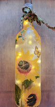 Load image into Gallery viewer, Decoupage Sunflower Bottle Lamp - Quantock Inspiration
