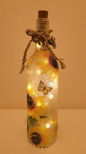 Load image into Gallery viewer, Decoupage Sunflower Bottle Lamp - Quantock Inspiration
