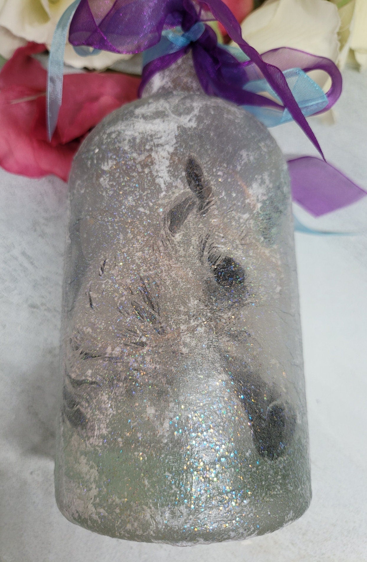 Decoupage Unicorn Bottle Lamp - Quantock Inspiration