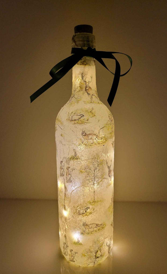 Wildlife Bottle Lamp | Decoupage LED Light | Quantock Inspiration