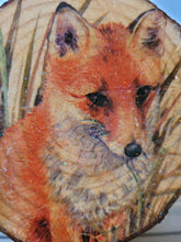 Load image into Gallery viewer, Decoupage Wood Slice Fox Coasters - Quantock Inspiration

