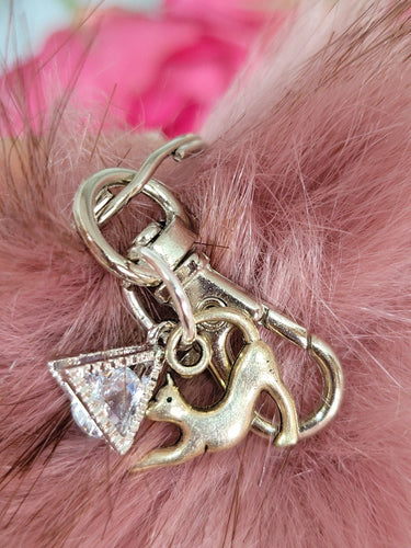 Fluffy Cat Charm Key Ring - Quantock Inspiration