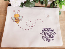 Load image into Gallery viewer, Follow your Dreams Bee Cosmetics Bag - Quantock Inspiration
