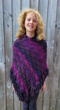 Load image into Gallery viewer, Girl&#39;s Purple Knit Poncho - Quantock Inspiration
