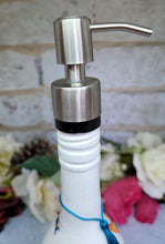 Load image into Gallery viewer, Glass bottle soap dispenser, decoupage soap dispenser, recycled bottle dispenser, soap dispenser - Quantock Inspiration
