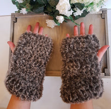 Load image into Gallery viewer, Grey Fluffy Fingerless Mittens - Quantock Inspiration
