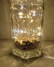 Load image into Gallery viewer, Hexagonal Bottle Lamp with Coloured Stones - Quantock Inspiration
