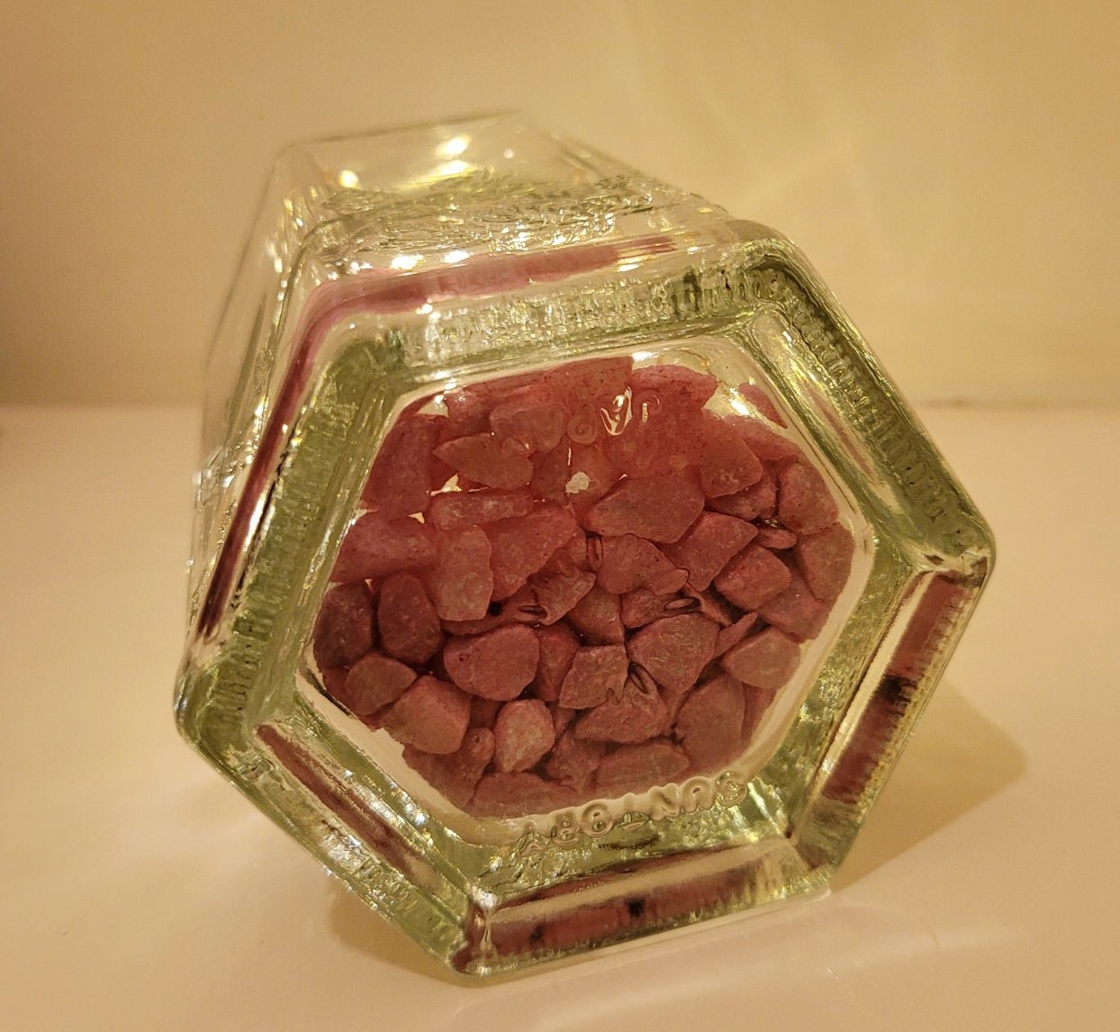Hexagonal Bottle Lamp with Coloured Stones - Quantock Inspiration