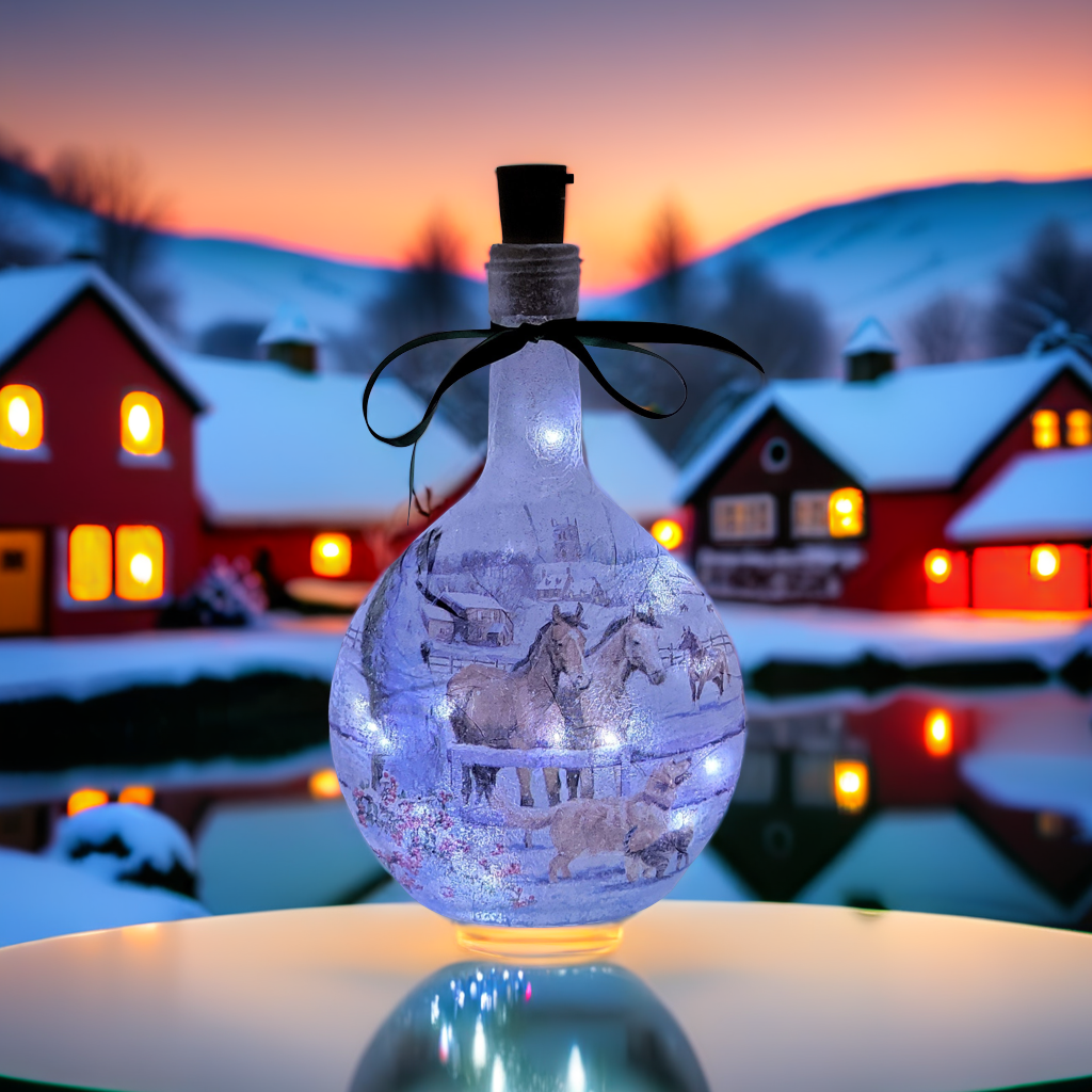 Horse Bottle Lamp | Decoupage LED Lighting | Quantock Inspiration