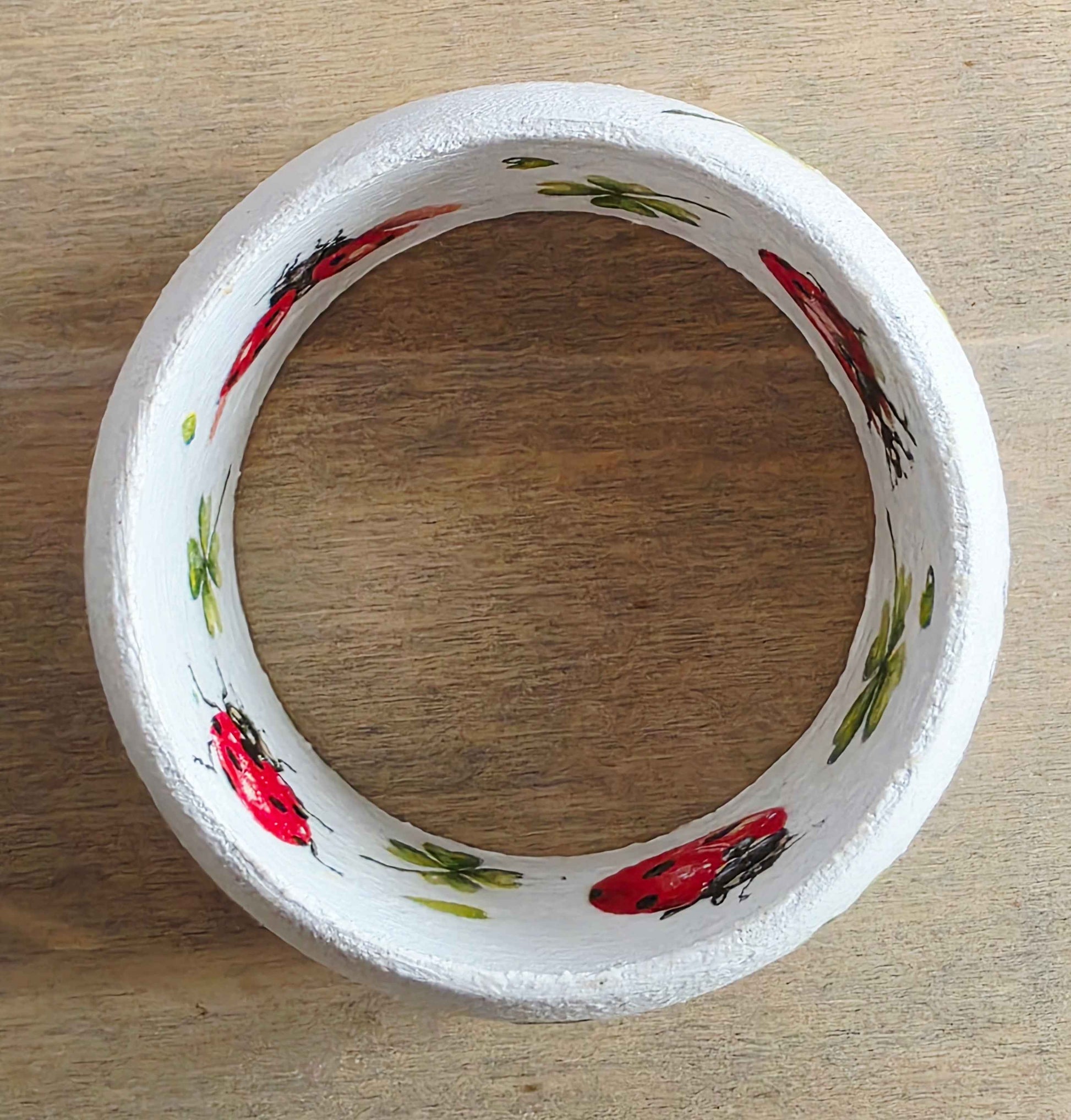 Wooden Ladybird Bangle | Decoupage Bracelet for Girls | Quantock Inspiration