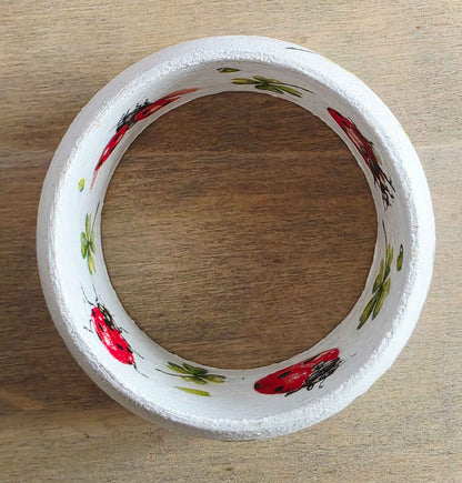 Wooden Ladybird Bangle | Decoupage Bracelet for Girls | Quantock Inspiration