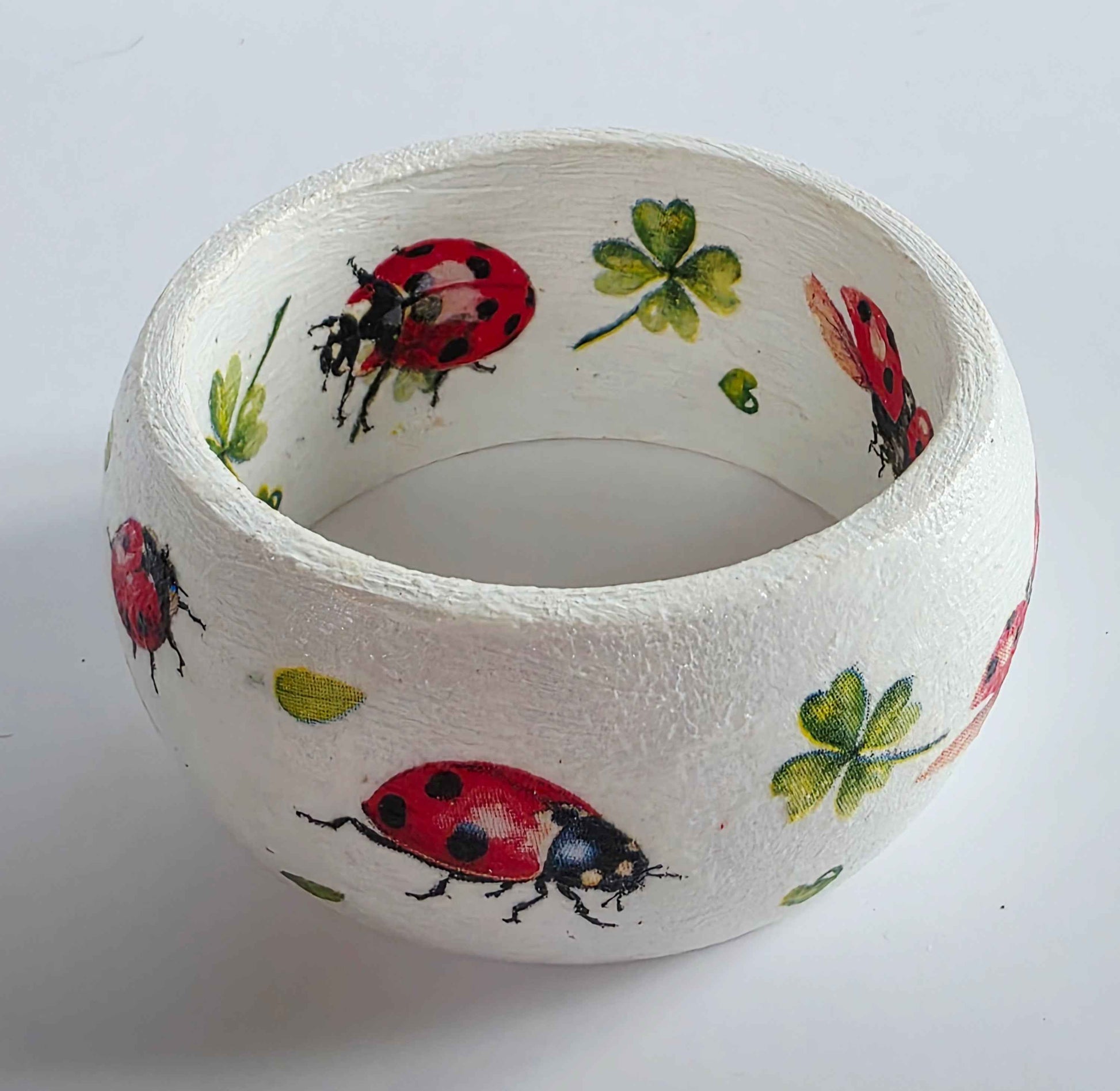 Wooden Ladybird Bangle | Decoupage Bracelet for Girls | Quantock Inspiration