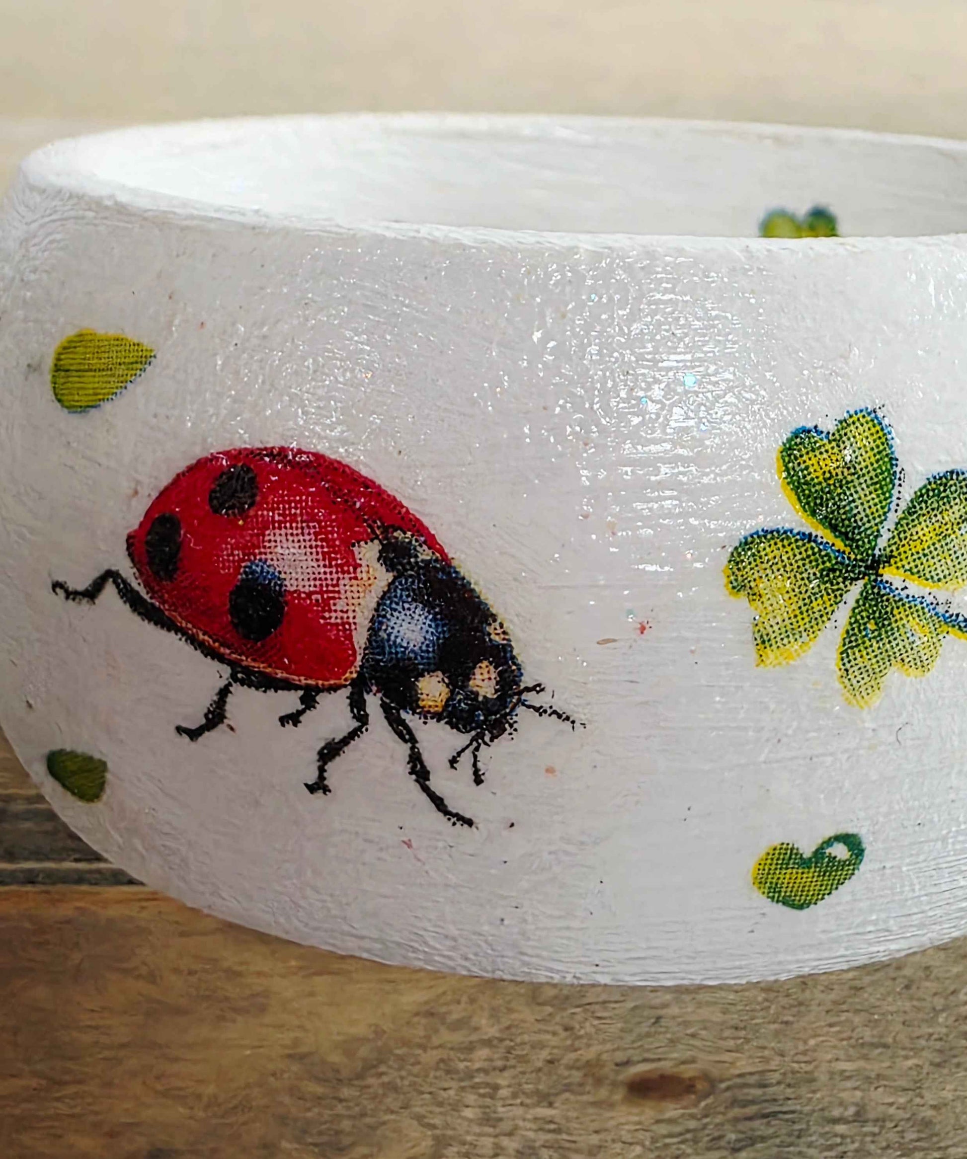 Wooden Ladybird Bangle | Decoupage Bracelet for Girls | Quantock Inspiration