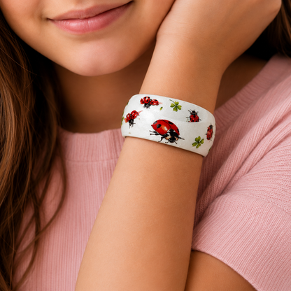 Wooden Ladybird Bangle | Decoupage Bracelet for Girls | Quantock Inspiration