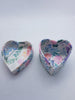  heart-shaped decorative box with lid. floral patterns on a white background