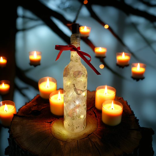 Decoupage Nature Bottle Lamp