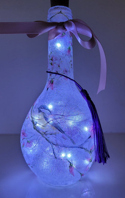Pair of Miniature Decoupage Bottle Lamps - Quantock Inspiration
