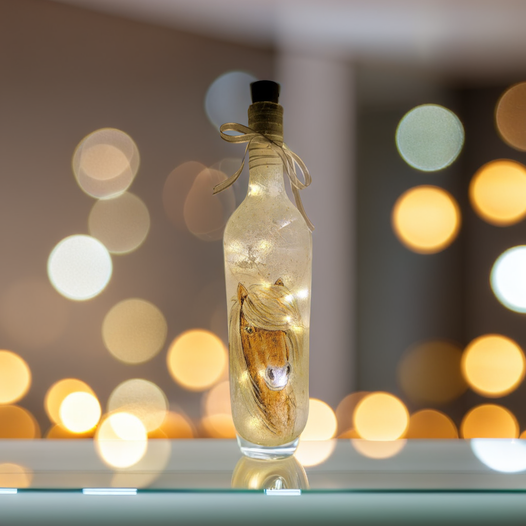 Pony Bottle  | Decoupage LED Lighting | Quantock Inspiration