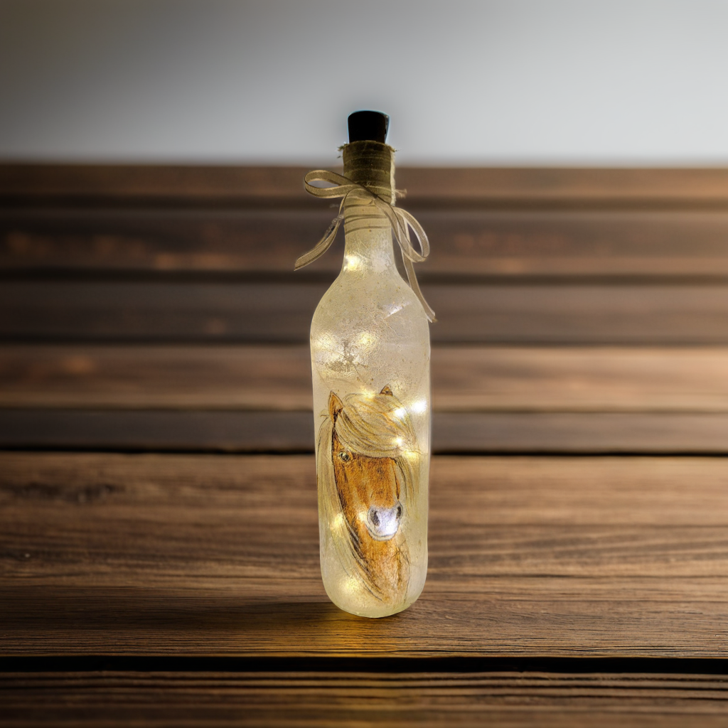 Pony Bottle  | Decoupage LED Lighting | Quantock Inspiration