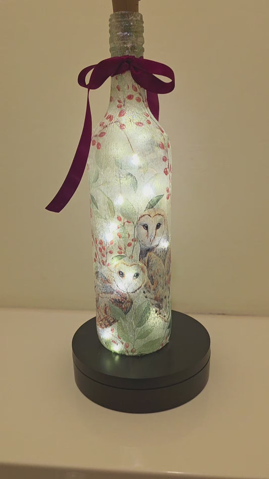Barn Owl Bottle Lamp | Nature-Inspired Woodland Light | Quantock Inspiration