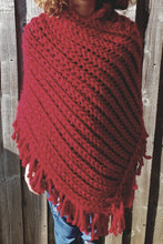 Load image into Gallery viewer, Red Hand Knitted Poncho - Quantock Inspiration
