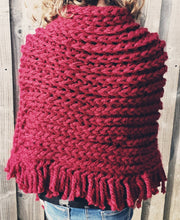 Load image into Gallery viewer, Red Hand Knitted Poncho - Quantock Inspiration
