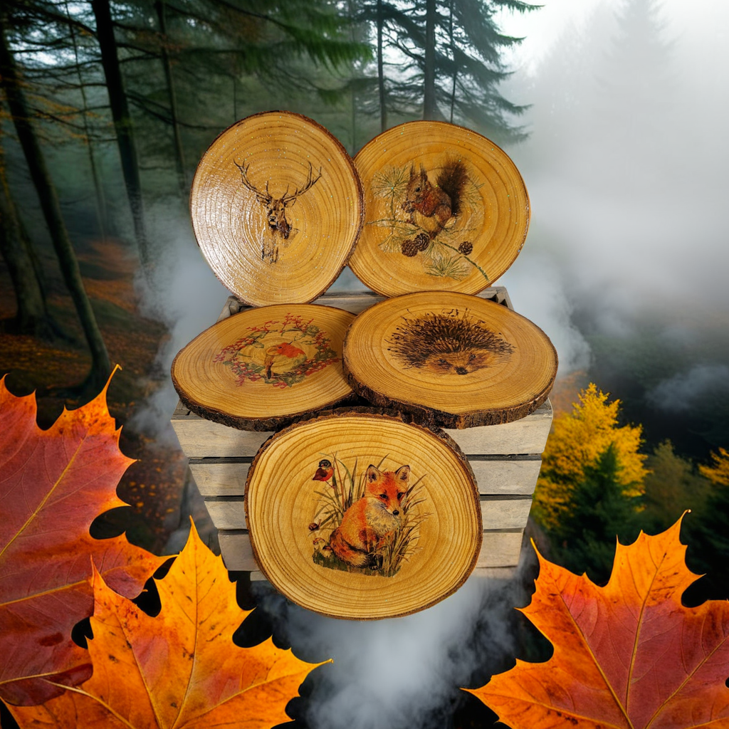 Set of ten Decoupage Wildlife Table Mats