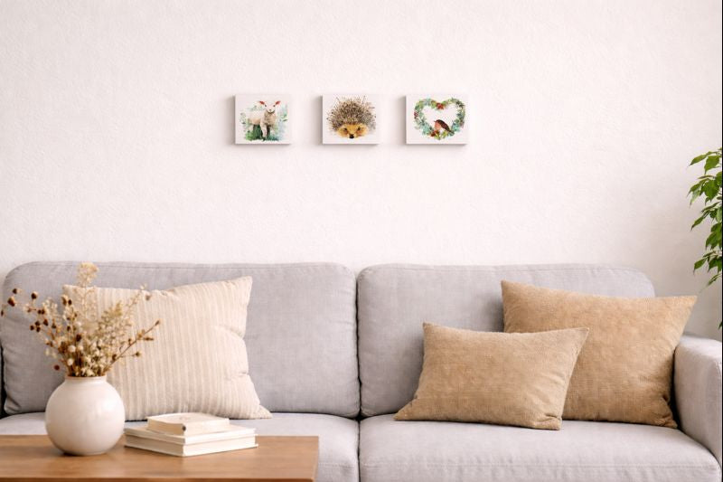 Canvas Wildlife Pictures | Napkin Art  Set of Three | Quantock Inspiration