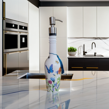 Load image into Gallery viewer, Decoupage Glass bottle soap dispenser - Flowers and Butterflies
