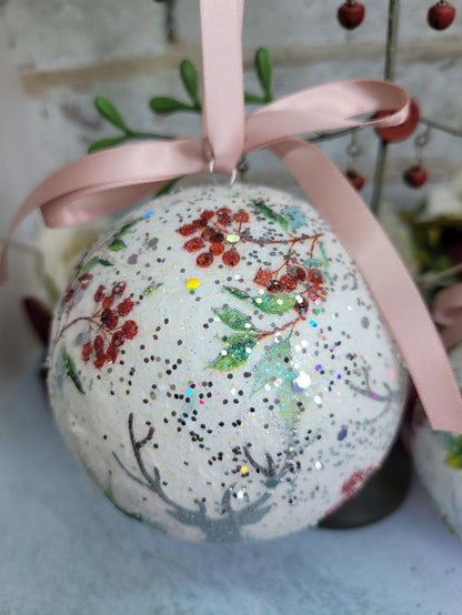 Stag and Berries Christmas Baubles - Quantock Inspiration
